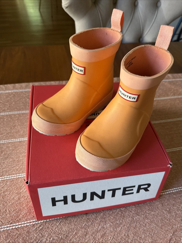 Hunter KId's Girl Play Boot Orange/Humming Pink/Patter Grey - Image 2 of 4