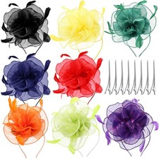 8 Pack Women's Fascinators Hat Tea Party Wedding Mesh Flower Feather Fascinator