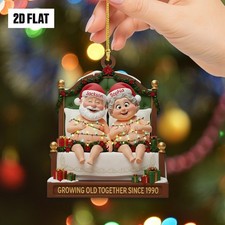Personalized Funny Couple 2D Flat Ornament, Cute Christmas Keepsake for
