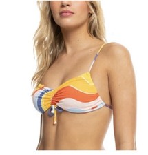 Roxy Juniors Palm Cruz Printed Bralette Bikini Top Tiger Lily Size-M