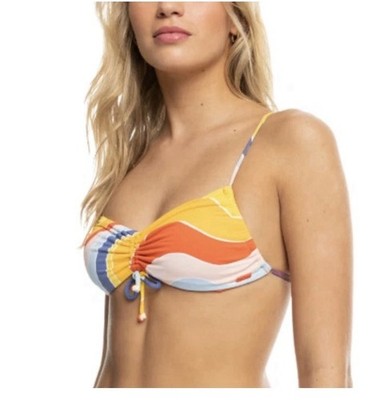 Roxy Juniors Palm Cruz Printed Bralette Bikini Top Tiger Lily Size-M