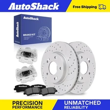 Front Drilled Slotted Brake Rotor Premium Ceramic Pad Caliper for Elantra