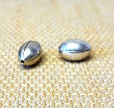 Solid Sterling Silver 925 Oval Beads for jewelry making; 2pcs. Size- 20mm x 13mm