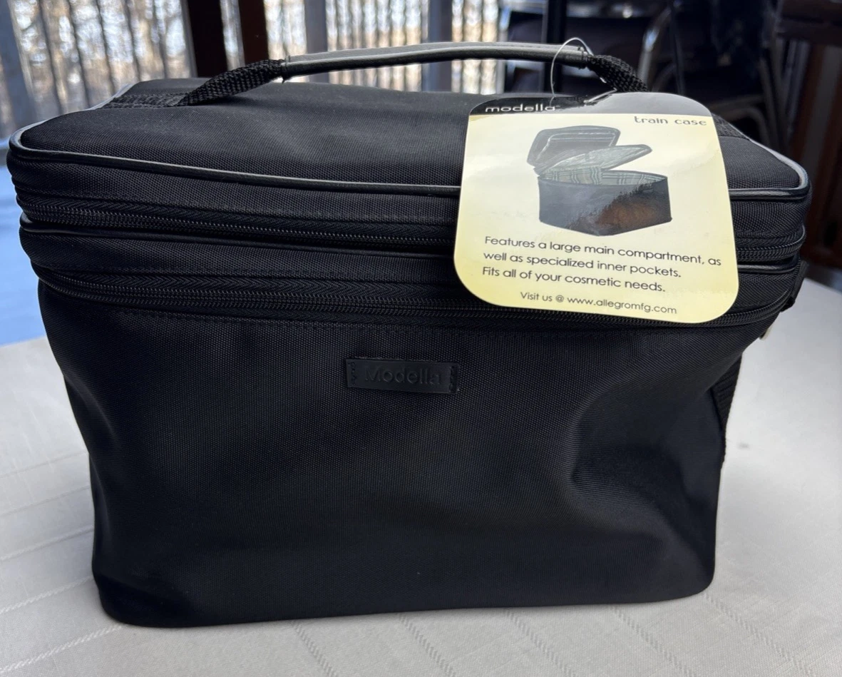Modella Black Cosmetic Makeup Train Case Organizer Bag - New w/Tag