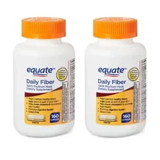 Equate Daily Fiber Multi-Benefit Psyllium Gluten-Free Capsules 160 Ct 2 Pack
