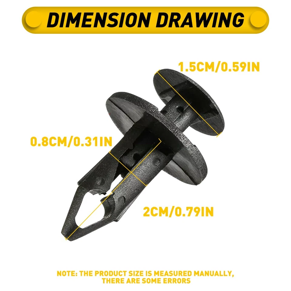Remaches de retención de plástico con orificio de 8 mm 1200 x parachoques guardabarros sujetador de empuje pin clips EE. UU. Foto 4 de 4