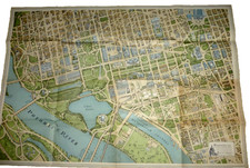 VINTAGE HUGE 3D ILLUSTRATED MAP OF  WASHINGTON DC 1966 EDITOR JORGE GUZMAN 1966