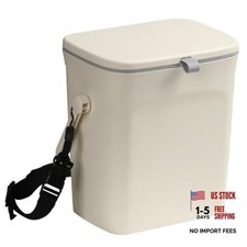 Leakproof Car Trash Can with Lid, Hanging Garbage Bin for Sedan SUV White
