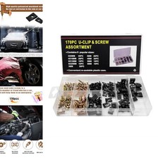 170 Pcs Car U-Clip and Screw Assortment Kit 9 Sizes Metal Body Panel Fasteners