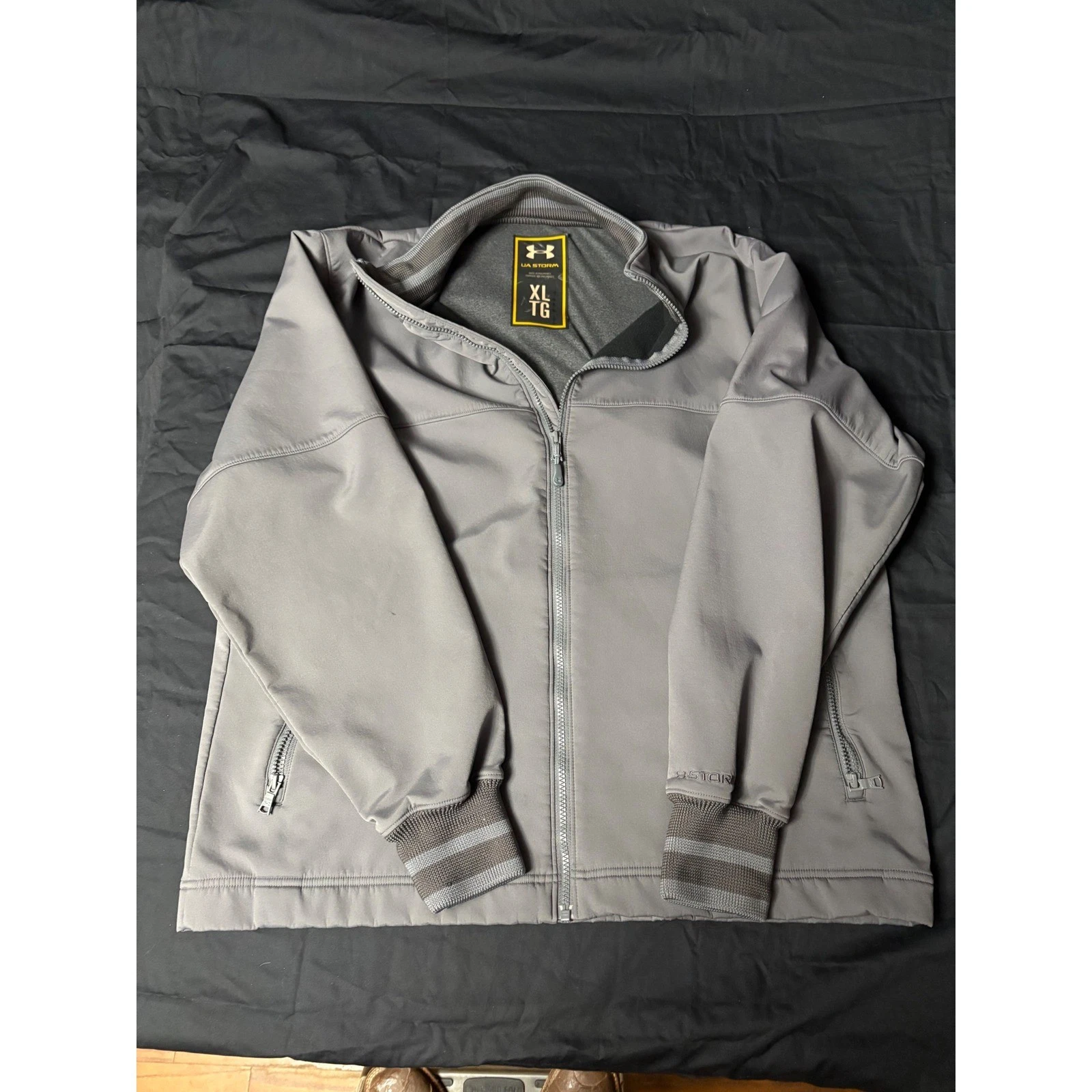 Under Armour Storm Jacket Mens XL Gray Full Zip Softshell Embroidered Logo Coat