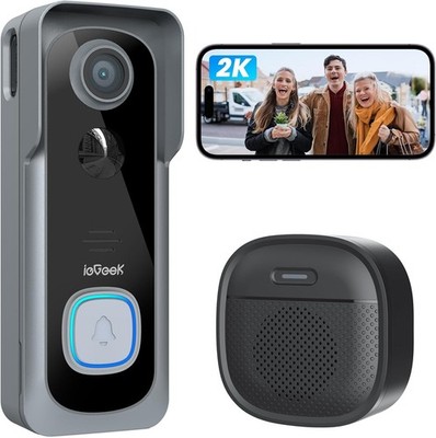 ieGeek 2K Video Türklingel Kamera, WiFi Smart Türkamera 2-Wege Audio + Indoor Chime