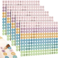1860 Pcs Foiled Dates round Dots Stickers for Planners Small Colorful Number Dec
