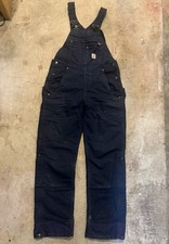 Women  s Navy Carhartt Washed Duck Insulated Bib Overalls Size Extra Small