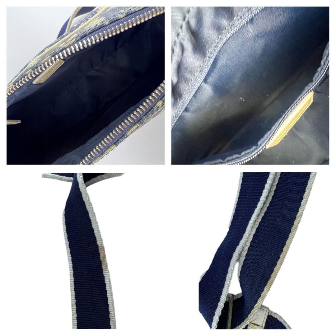 Christian Dior Trotter No. 2 Shoulder Bag White Navy PVC Christian Dior Trotter No. 2 Shoulder Bag White Navy PVC