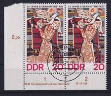 DDR 1975 Eisenh&uuml;ttenstadt Mi.-Nr. 2053 Eckrandpaar mit Druckvermerk DV G-O