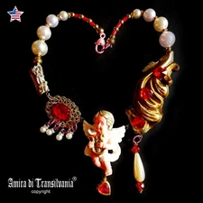 Baroque Luxury Jewelry Rococo Necklace Pendant Jewellery Charm Jewel Music Angel