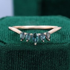 Teal Sapphire Hidden Halo Engagement Ring Marquise Shape Sterling Silver Band