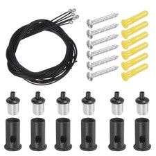 6Set 6.6ft Hexagon Garage Light Suspension Cables for Hexagon Light, Black
