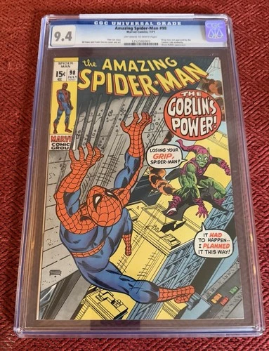 Rare “Amazing Spider-Man” #98 Marvel BRONZE AGE Drug Story Not Approved CGC 9.4