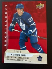 2023-24 Upper Deck UD Rookie Debut  Matthew Knies  Red Parallel  Serial # 77/99