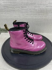 Dr Martens Boots Girls Size 5 Us 1460 Pink Cosmic Glitter Side Zipper Combat