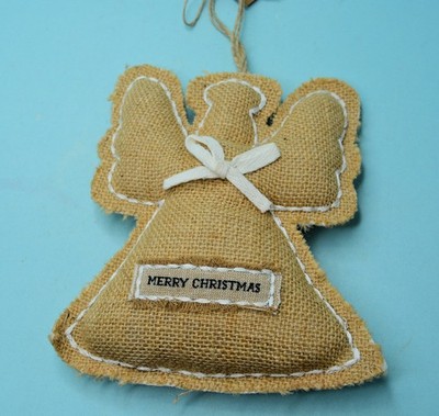 Mud Pie burlap angel Christmas ornament