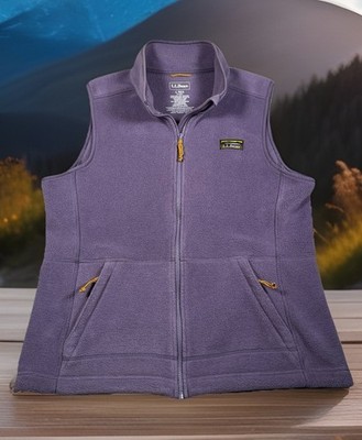 LL Bean Mountain Classic Women s L-Reg Fleece Vest Purple Lavender Full Zip