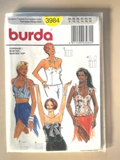 1990's Burda Misses' Bustier Top Pattern 3984 Size 8-18 UNCUT
