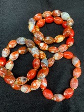 5Pcs Wonderful Tibetan Red Dragon Vein Natural Agate Dzi 15x20mm Beads Bracelets