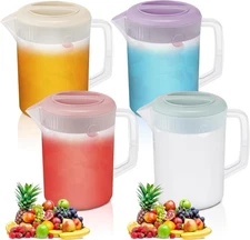 Uiifan 4 Pcs Plastic Water Pitcher with Lid,Spout and 0.66 Gallon, Multicolor 