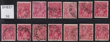 **PRICING IS FOR ONE (1) STAMP**. AUST KGV 1d RED SWK. POSTMARK INTEREST (16)