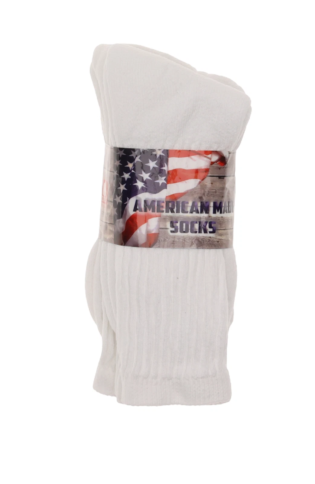 American Made Socks L34204 Mens 3-Pack White Cotton Blend Crew Socks Size 10-13