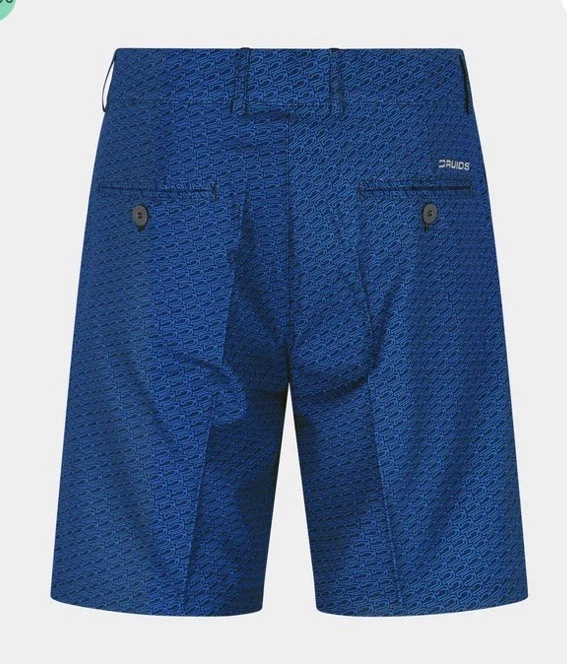 Druids Men's Clima Tour Winner Golf Shorts Navy Blue Geometric Print Size 36
