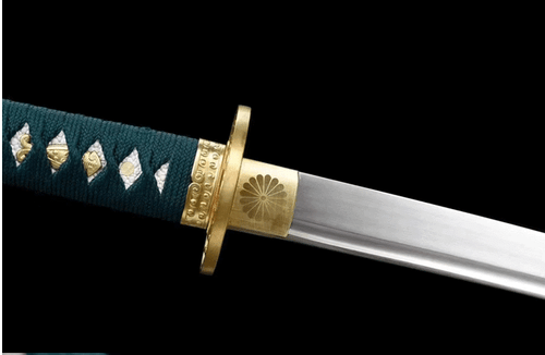 Espada Samurai Japonesa Hecha a Mano Katana Primavera Acero Laca Negra Saya Latón Ajuste - Imagen 8 de 10