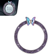 Bling Car Engine Start Stop Decoration Ring, Crystal Rhinestone Color: Purple