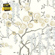 Peel and Stick Wallpaper Vintage Floral Contact Paper 17.7In 118.1In Beige Flor