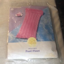SUN SQUAD Pink Inflatable Pool Float Mattress Built In Pillow New