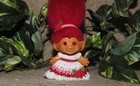 Vintage Unmarked 2.5 in Troll Doll Amber Spiral Eyes & Red Hair — photo 2