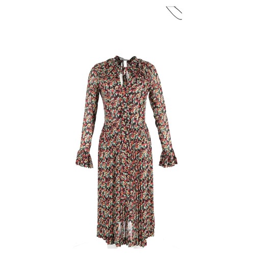 Victoria Beckham Pleated Tea Dress In -Print Silk Women Multicolor Uk Size 8 - Picture 4 of 6