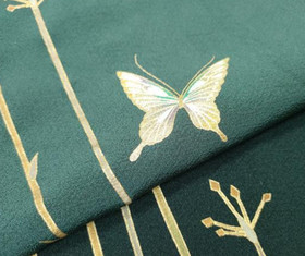 Deep Teal Firefly LONG Vintage Hand Paitned Japanese Silk Kimono Robe Dress 6569