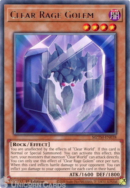 MZTM-EN038 Clear Rage Golem : Rare 1st Edition Mint YuGiOh Card