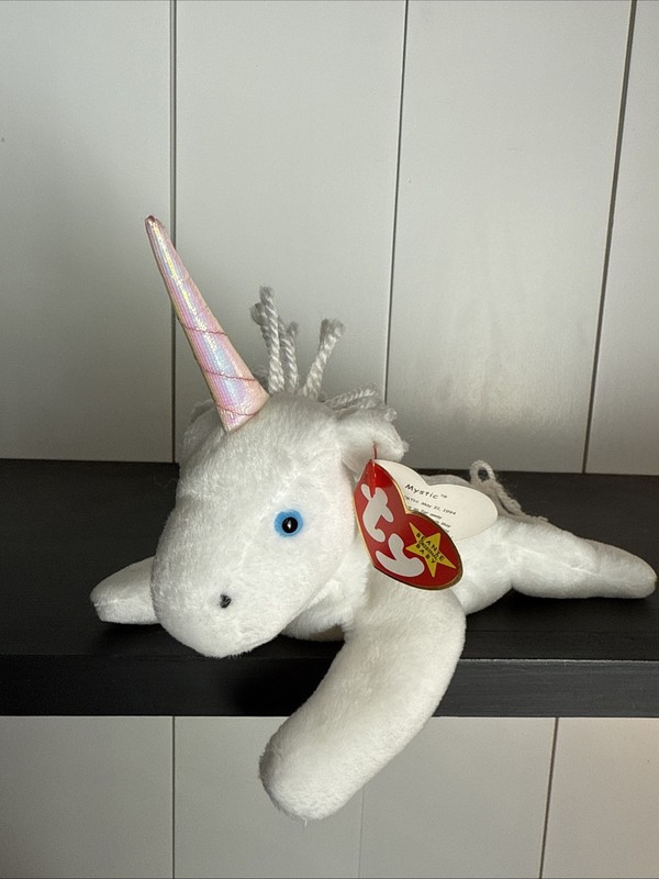 TY Beanie Baby MYSTIC Unicorn Iridescent Horn 8” NWT 1994 Heart Tag 93 Tush Tag