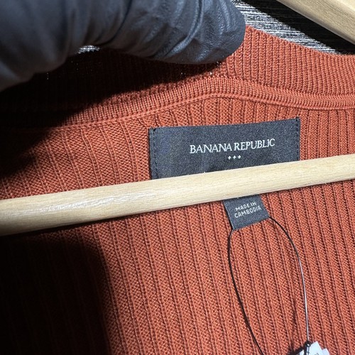 Banana Republic Pullover Damen M orange gerippt Henley 789890 - Bild 4 von 15