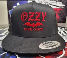 EMBROIDERED OZZY R.I.P. FLATBILL SNAPBACK CAP (Please Read Ad)
