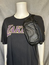 Vintage Black Genuine Leather Fanny Pack