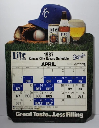1987 Vintage Kansas City Royals Miller Lite Beer Sign Bo Jackson & George Brett
