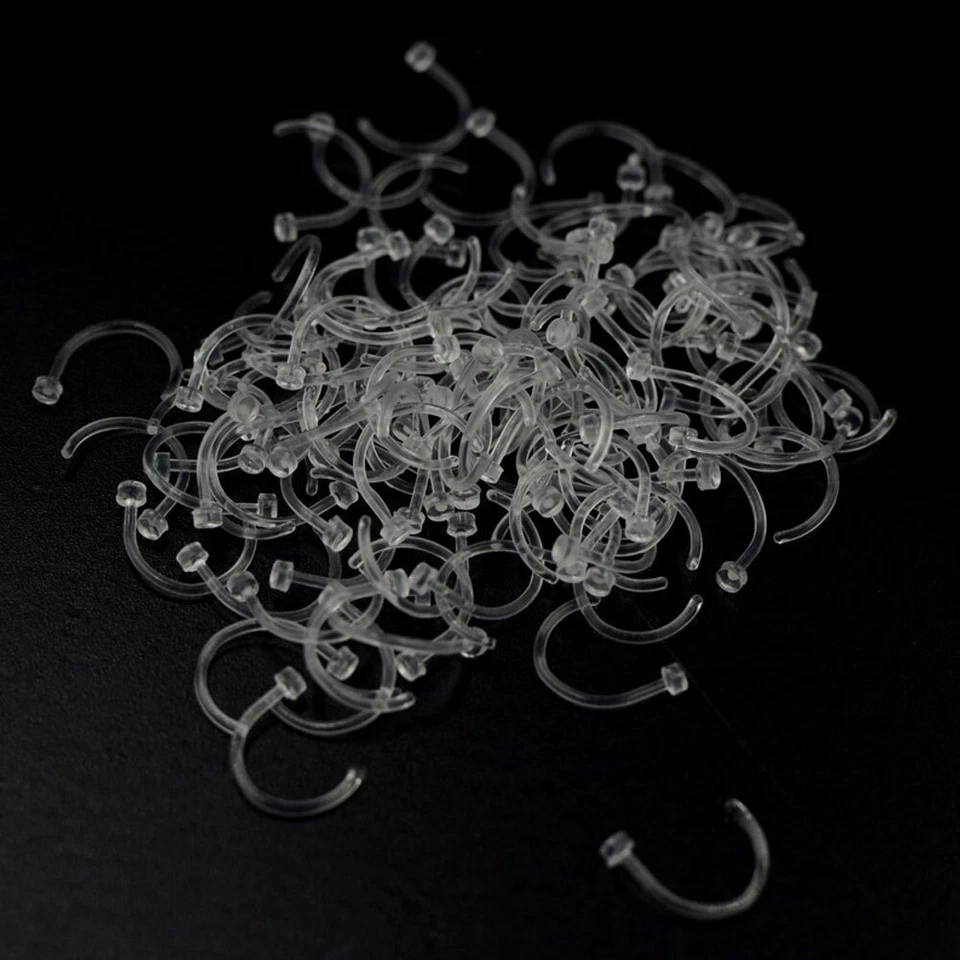 Invisible Transparent Nose Stud. See Through Nose Stud. Clear Plastic Piercing - Image 4 of 4