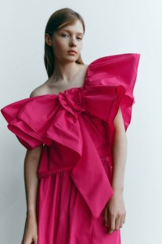 ZARA WOMAN NWT FUCHSIA RUFFLED ASYMMETRIC TOP 8546/180 SIZE S - 第 3/8 張圖片