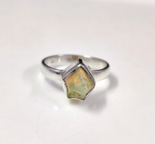 925 Sterling Silver Natural Ethiopian Welo Opal Rough Gemstone Ring Size 7 US