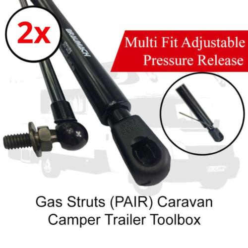 Gas Struts 700mm - Pressure Release 600N - Adjustable - Caravan - Trailer - Tool - Photo 1/11